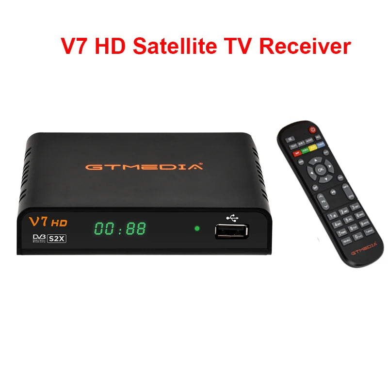 Купи V7 HD спутниковый декодер 1080P, обновленный Gtmedia nclude USB Wifi TV Box Media player, цифровой рецептор 64 МБ SPI Flash 512M RAM за 1,800 рублей в магазине AliExpress