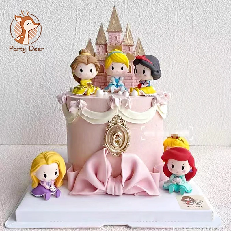 

6 шт./компл. милая маленькая принцесса Русалка Алиса торт топперы для девочек день рождения искусственные Фигурки игрушки Tinkerbell фигурки Кук...