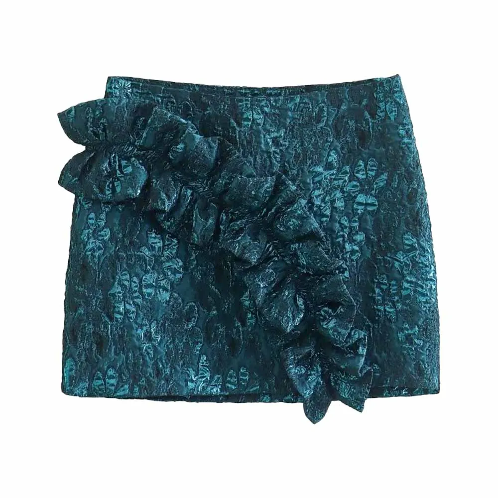

Мини-юбка траф женская с ламинированным украшением, модная шикарная мини-юбка на молнии с завышенной талией в стиле ретро, 2022
