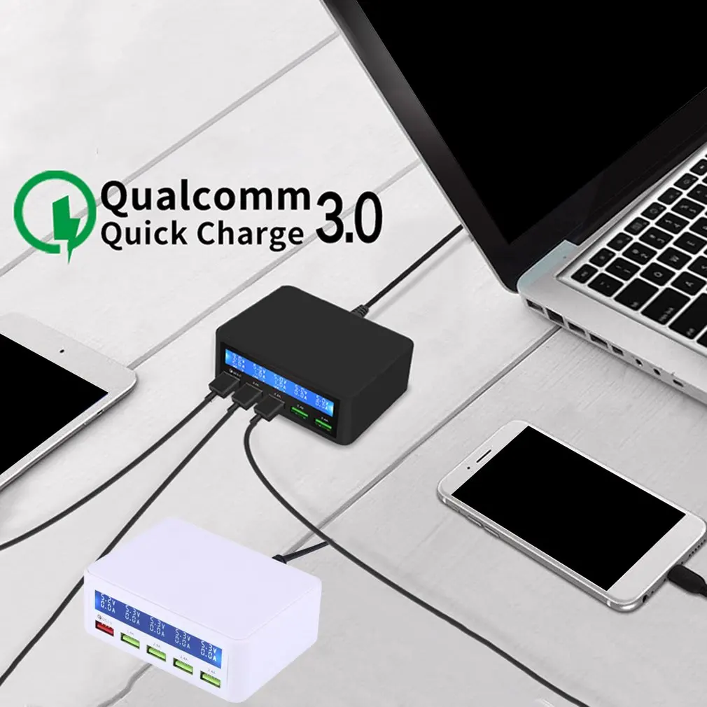 

Быстрое зарядное устройство QC 3,0 с 5 USB-портами и цифровым дисплеем