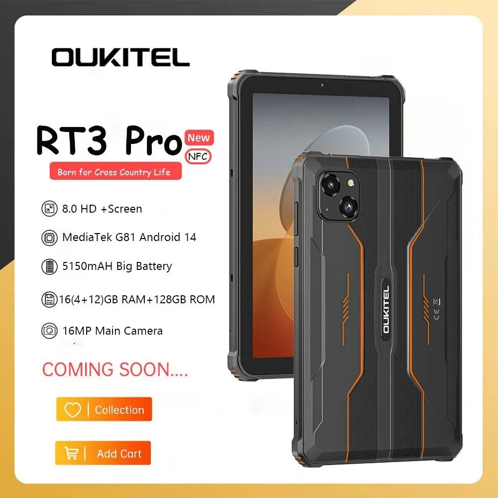 Прочный планшет Oukitel RT3 PRO 8-дюймовый HD-дисплей аккумулятор 5150 мАч основная камера
