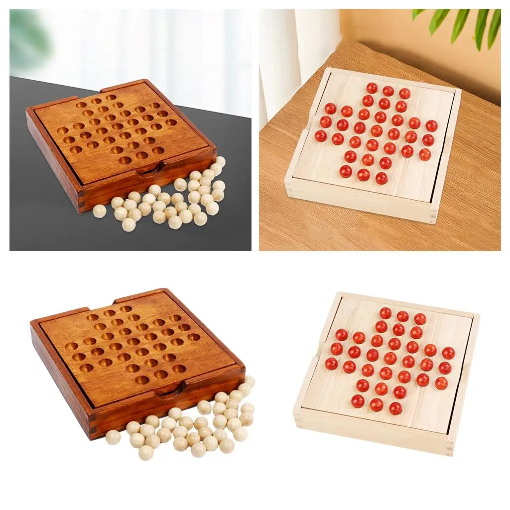 Деревянная мраморная настольная игра солитер для взрослых и детей набор