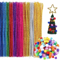 glitter assorted colors chenille stems 1cm pom poms pipe cleaners for diy art supplies hand craft for kids class