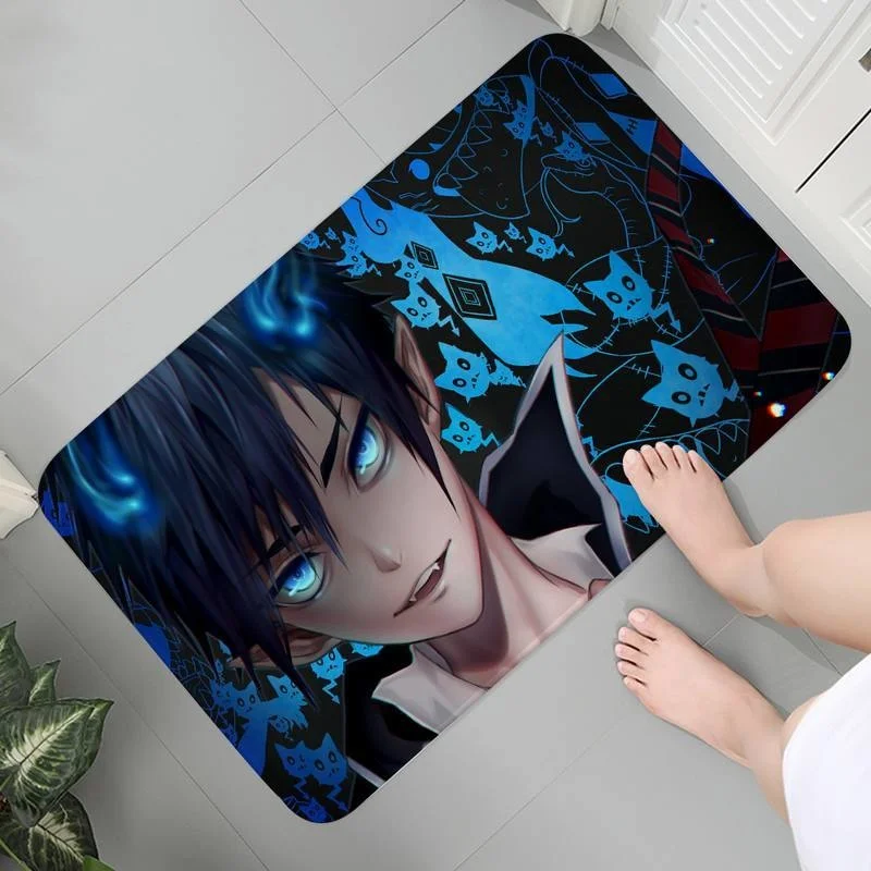 

Floor Entrance Carpet Washable Flannel Rug Indoor Mats Memory Foam Blue Exorcist Anime Parlor Mat Room Carpets Lounge Rug