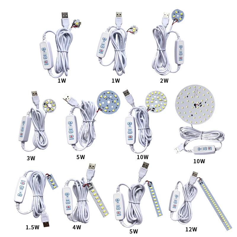 

1pc DC 5V Dimmable LED Chips 5730 SMD LED Lamp DIY Light Adjustable LED Bulb USB Dimmer Learning Working Rechargeable Lamp