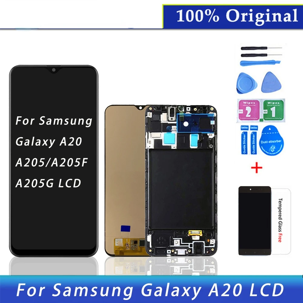 

6.4'' Super AMOLED For Samsung Galaxy A20 A205 SM-A205F A205FN LCD Display With Touch Screen Digitizer Assembly Samsung A20 LCD