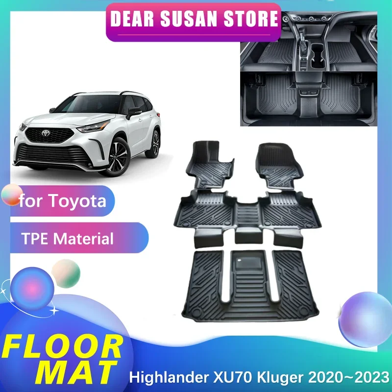 

Car Floor Mat For Toyota Highlander XU70 Kluger XLE AWD Hybrid 2020~2023 Foot TPE Liner Carpet Pad Custom Cover Rug Accessories
