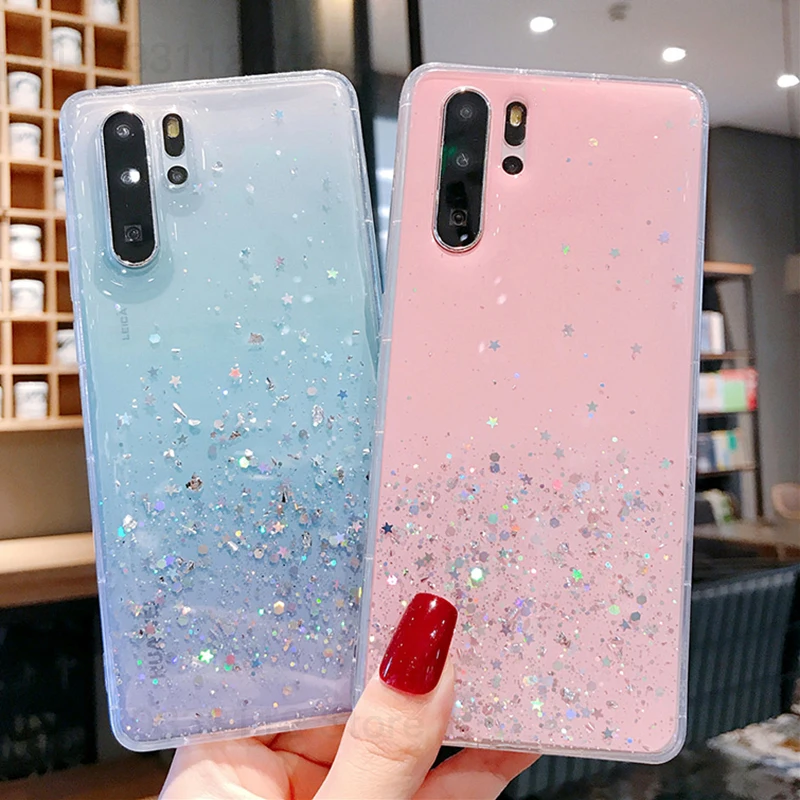 glitter luxury soft phone case for huawei p20 p30 lite p40 p50 pro honor 20 lite 10 30 s 50 se v10 v20 9a 9s tpu back cover case free global shipping