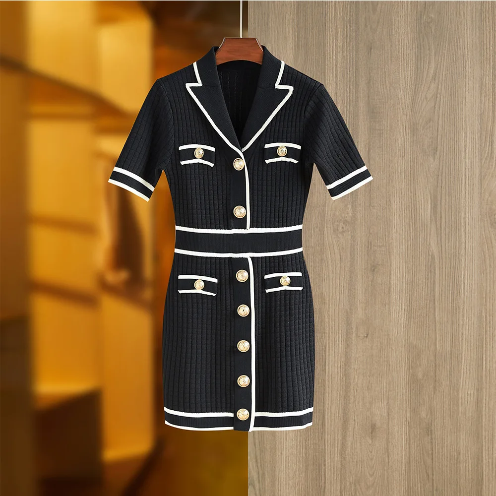 Женское платье-мини на пуговицах трикотажное платье из вискозы с отложным