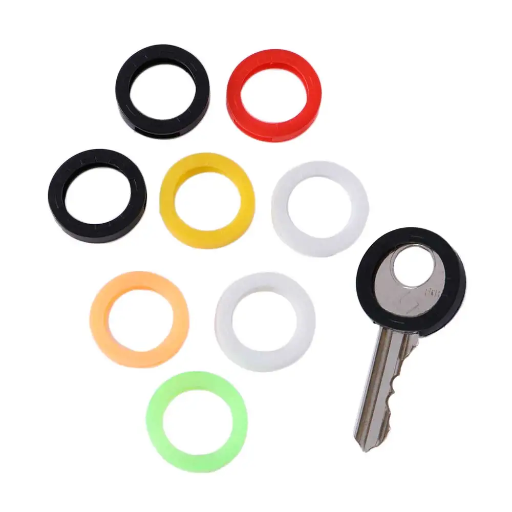 

8Pcs Mixed Color Hollow Multi Color Rubber Soft Key Locks Keys Cap Key Covers Topper Keyring