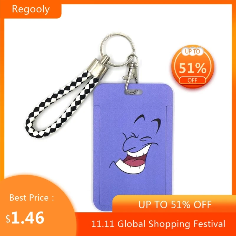 

Aladdin and the magic lamp Cute Credit Card Cover Lanyard Bag Retractable Badge Student Nurse Exhibition Name Clip Card ID Card