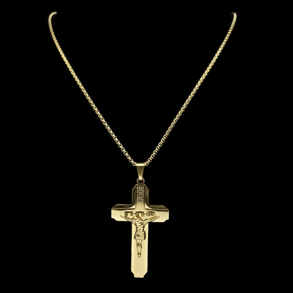 Панк кулон крест Иисус AFAWA нержавеющая сталь золото цвет