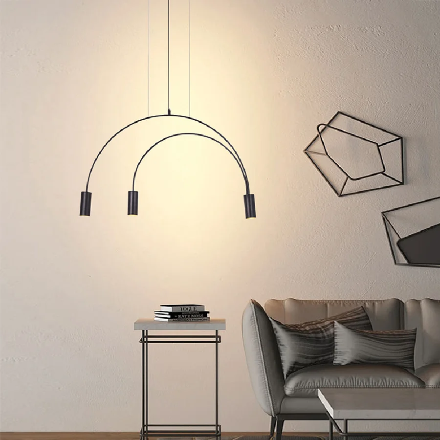 

Nordic Style Minimalism Modern Suspension Black Gold Chandelier 2022 Dimmable LED Hanging Lamp Home Decor Appliance Cafe Hotel