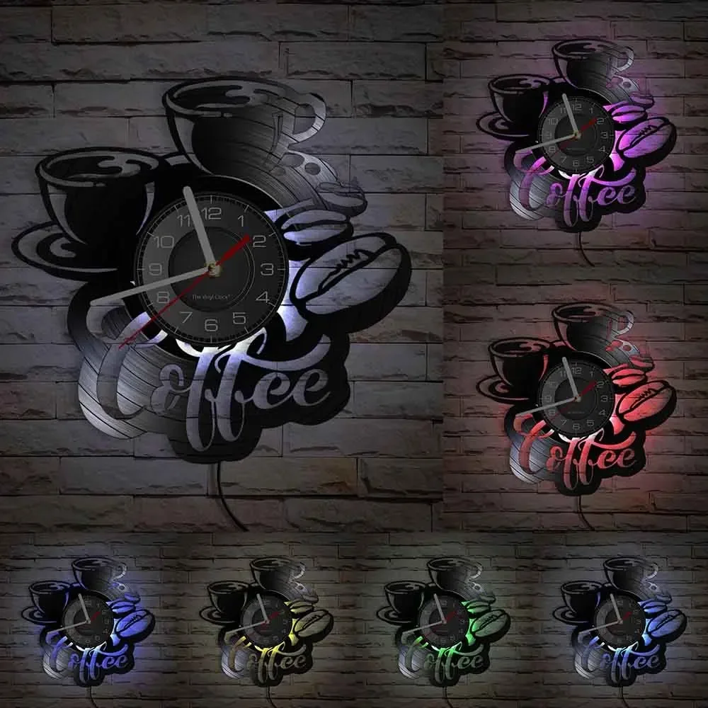 Настенные часы в стиле ретро виниловые декоративные Ретро для бариста с