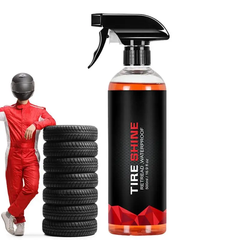 

Tire Dressing Spray 500ml Long Lasting Tire Shine Rain Resistant Make Faded Tires Look New Motorcycle Wheel Cleaner Safe For