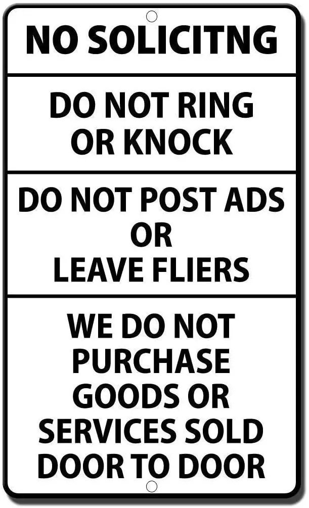 Tin Sign Warning Rustic Post No Soliciting Do Not Ring/Nock Ads/Leave Fliers Room Metal Poster Wall Decor |