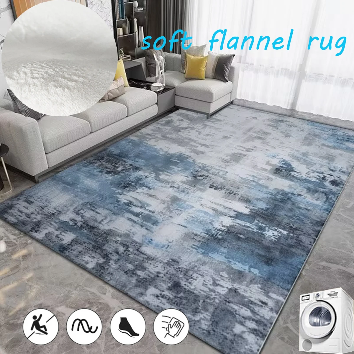 

Wabi-sabi Style Lounge Mat Soft Non-slip Rugs for Bedroom Decor Large Area Cloakroom Rug Fluffy Flannel Carpets for Living Room