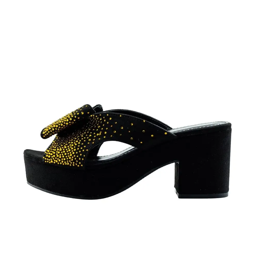 Top Brand Designer Pumps Heels High Quality Bling Bling Women Sandals Summer Mules 3CM Playform Chunky High Heels for Women NEW