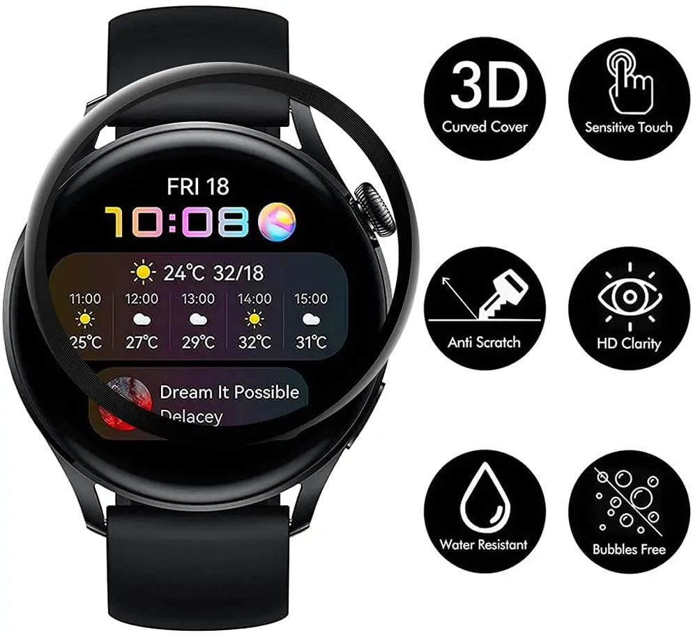 

Защита экрана для Huawei Watch 3 Pro 48 мм 46 мм мягкая 3D HD изогнутая защитная пленка Huawei Watch 3/3pro (не закаленное стекло)