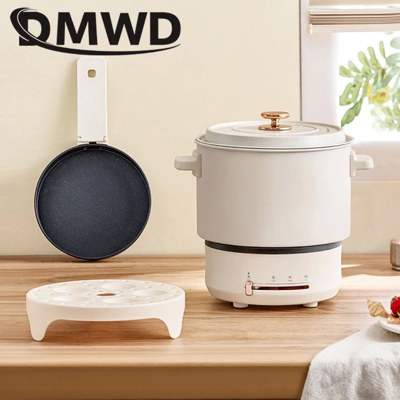 110V 220V Travel Multifunction Split Electric Hot Pot Food Steamer Frying Pan Grill Heater Soup Stew Boiler Porridge Rice Cooker