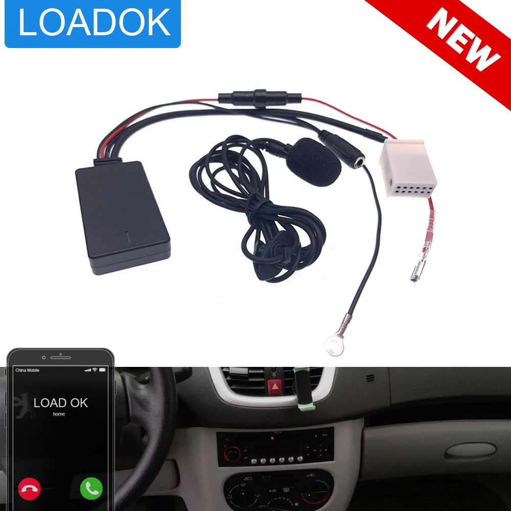 

12Pin Car Radio Stereo Music Bluetooth Module Wireless Aux Handfree Call Cable Adapter For Peugeot 207 307 407 308 Citroen RD4