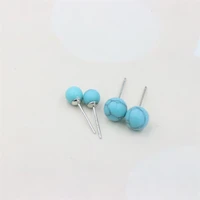 zfsilver 100 925 sterling silver green synthetics turquoise ball beads stud earrings for women jewelry gemstone brincos party