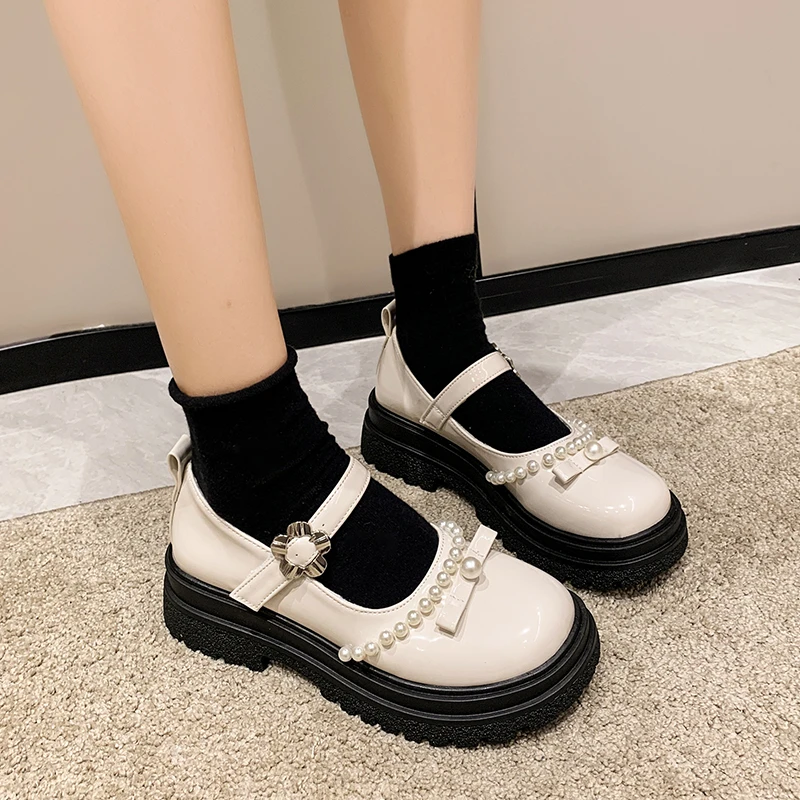 Harajuku Lolita Shoes Women Japanese E Girl Chunky Platform Cosplay Costume Student Mary Jane Black Shoe 2022 images - 6