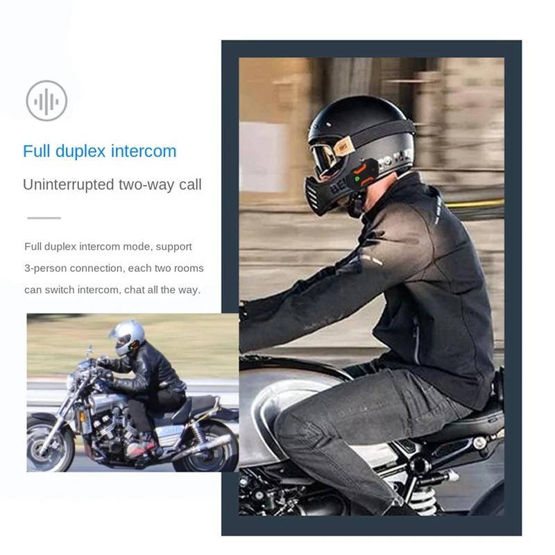 V3 PLUS Motorcycle Helmet Bluetooth Headset BT5.0 Double 1400M Intercom Riding Wireless Call Headset IP65 Waterproof enlarge