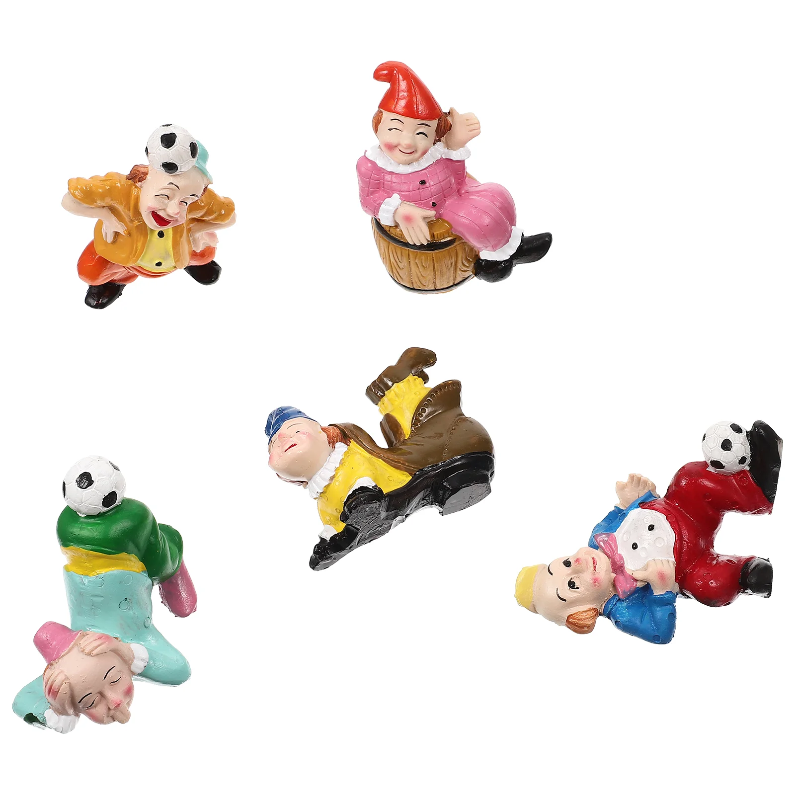 

5pcs Sturdy Practical Clown Figurines Clown Figure Miniature Clown Ornament Miniature Garden Ornament