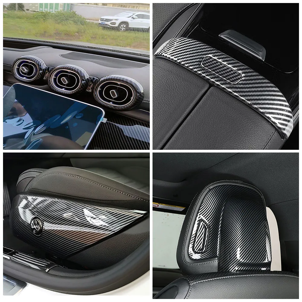 Фото Запчасти для центральной консоли Mercedes Benz C Class W206 C200 C220 C260 C300 2022 2023, декоративная отделка, наклейка из углеродного волокна №2