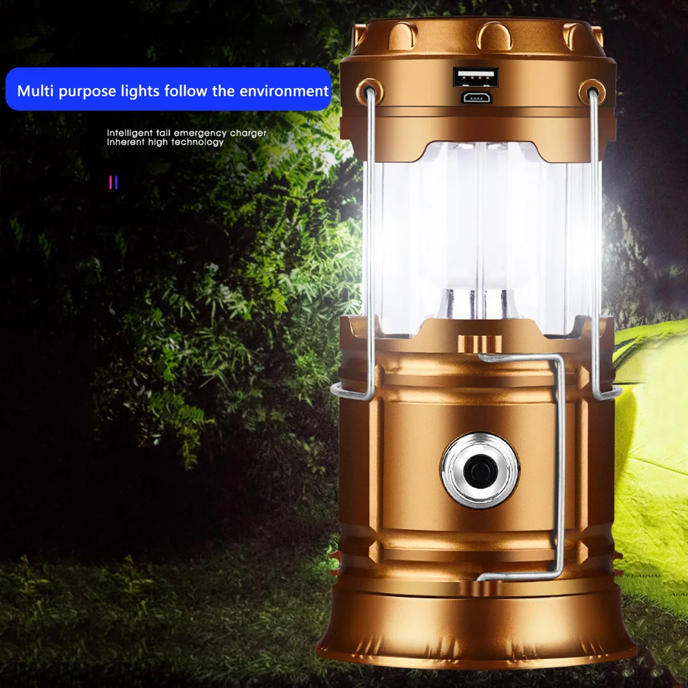 

Solar LED Portable Lantern Telescopic Camping Emergency Tent Lamp USB Recharge