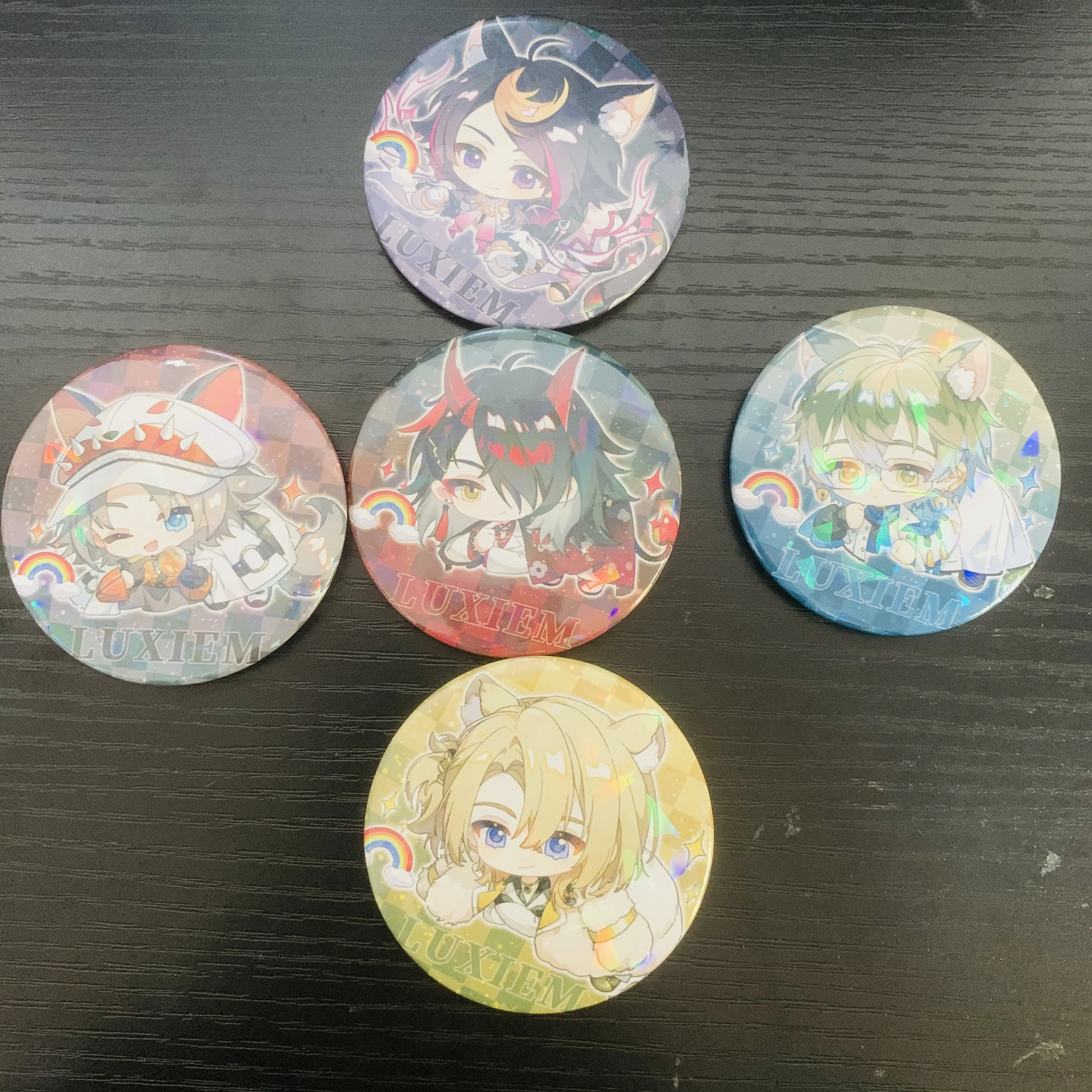 

New Anime Nijisanji Rainbow Society Vtuber Figures Vox SHU MYSTA IKE LUCA Cosplay Metal Badge Cute Bag Pins Fans Brooch Gifts
