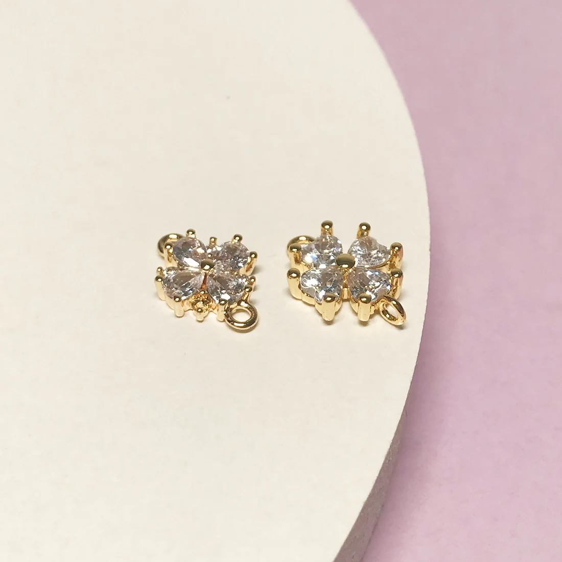 

DIY jewelry accessories pure copper plated 14K Gold four argument flower connector jewelry making supplier