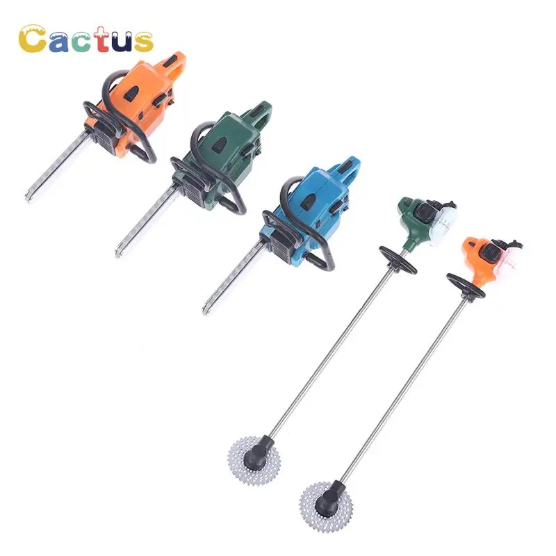 

1PC Simulation Repair Tool Saw 1:12 Dolls Houses Miniature Chain Saw Lawn Mower Garden Decor Furniture Accessories Pretend Toys