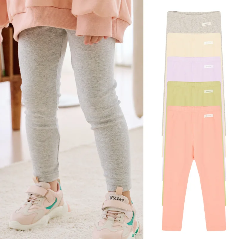 

Girls Leggings Spring Autumn Solid Color Skinny Pants Cotton Knitted Children's Legging Trousers Pants Clothes Roupa Infantil