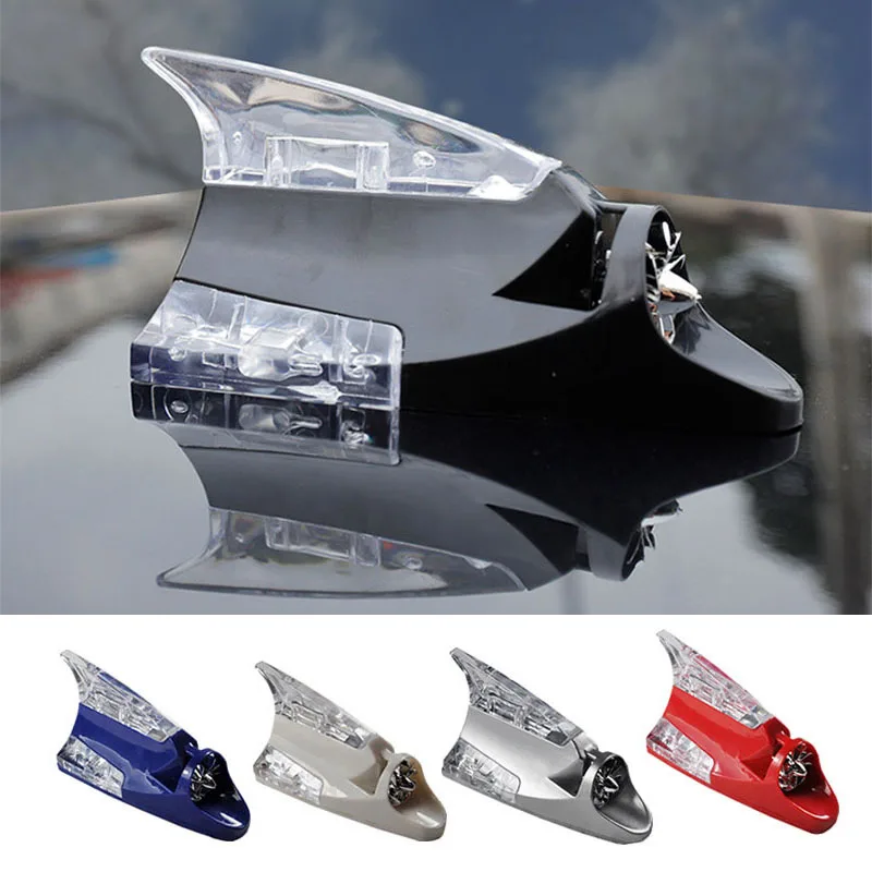 3D Shark Fin Car Roof Decorative Antenna Dynamic Lanterns Fashion Car Modified Exterior Accessories Anti-collision Warning Light