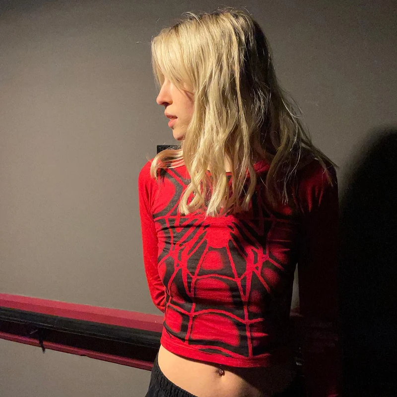 

Женский приталенный Топ с длинным рукавом, в стиле Харадзюку