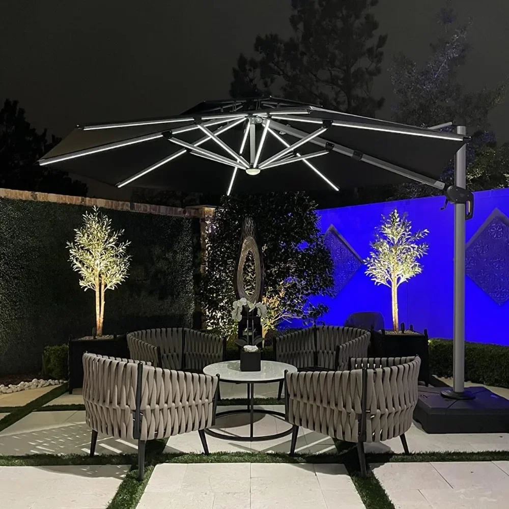 Зонт для внутреннего дворика с питанием от солнечной энергии Круглый большой