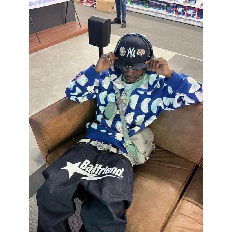 Женские и мужские джинсы Y2k модные повседневные мешковатые брюки с широкими