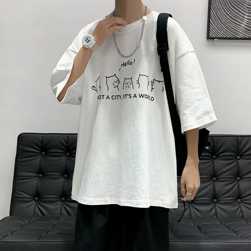

Neploha Summer Women Cotton T Shirts New Cute Kitten Graphic Woman Men Tshirts Harajuku Casual Oversize Short Sleeve Female Tees