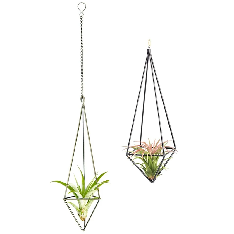 

PHFU-1 Pack Hanging Air Plant Holder Bronze & 1X Modern Rustic Art Style Freestanding Hanging Iron Tillandsia Air Plant Rack
