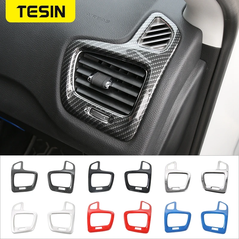 

TESIN Car Interior Dashboard Side Air Conditioner Vent Decoration Stickers Accessories for Jeep Compass 2017 Up ABS Car Styling