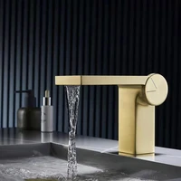 waterfall bathroom basin sink faucet deck mounted square hot and cold water mixer tap brass chromebrushed goldgreymatt black