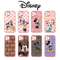 cute mickey minnie phone case for iphone 13 12 mini 11 pro x xs max xr 7 8 plus pink matte pc back soft silicone disney cover