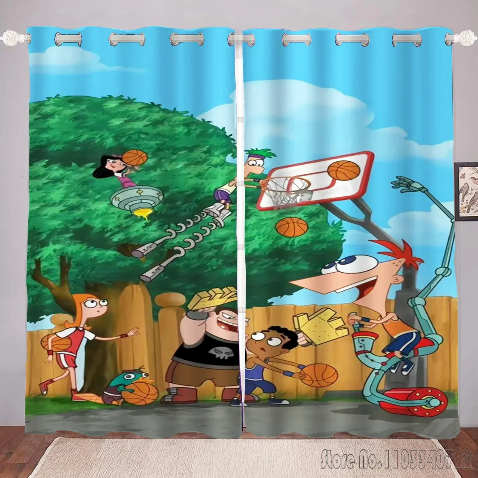 Мультяшные домашние оконные занавески Phineas и Ferb затемняющие шторы с 3D принтом