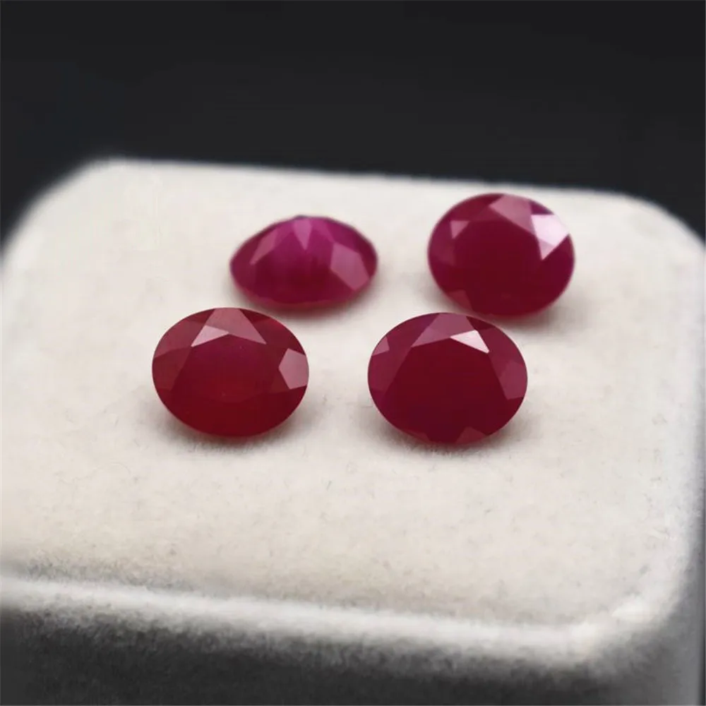 

High Quality Blood-red Ruby with Inclusion Mohs Hardness 9 Oval Cut Gemstone Egg Shape Faceted Ruby Gem RB095