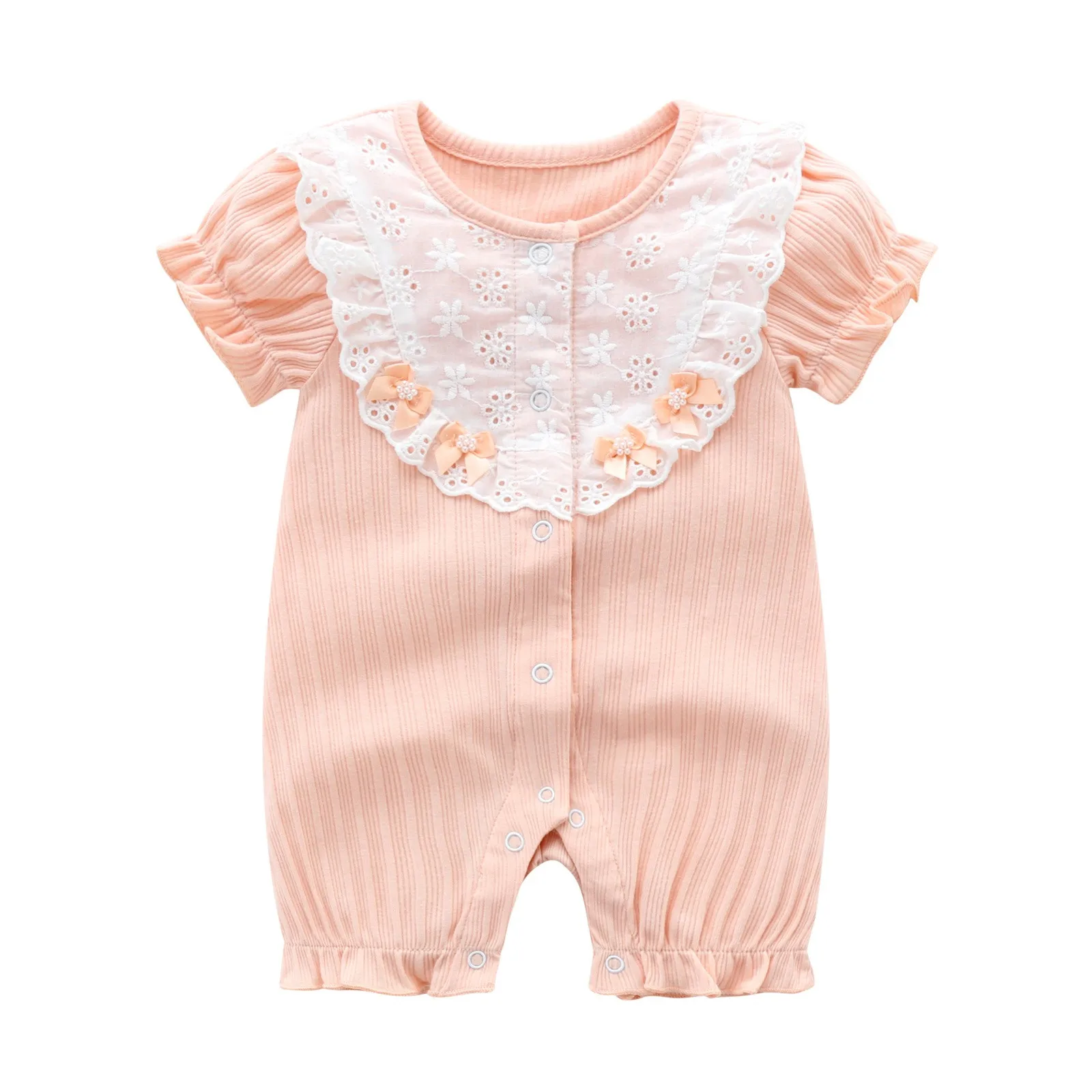 

0-24 Months Newborn Infant Baby Girls Bodysuits Summer Short Sleeve Romper Lace Cotton Jumpsuits Clothes Leotard Girls Ballet