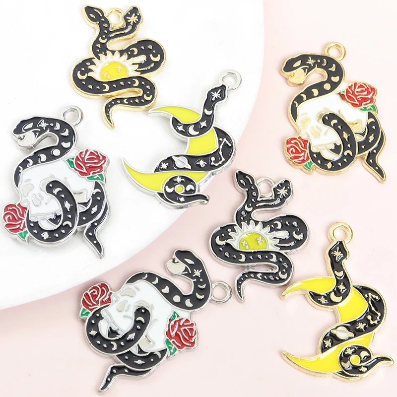 Эмалированные подвески в форме змеи 10 шт