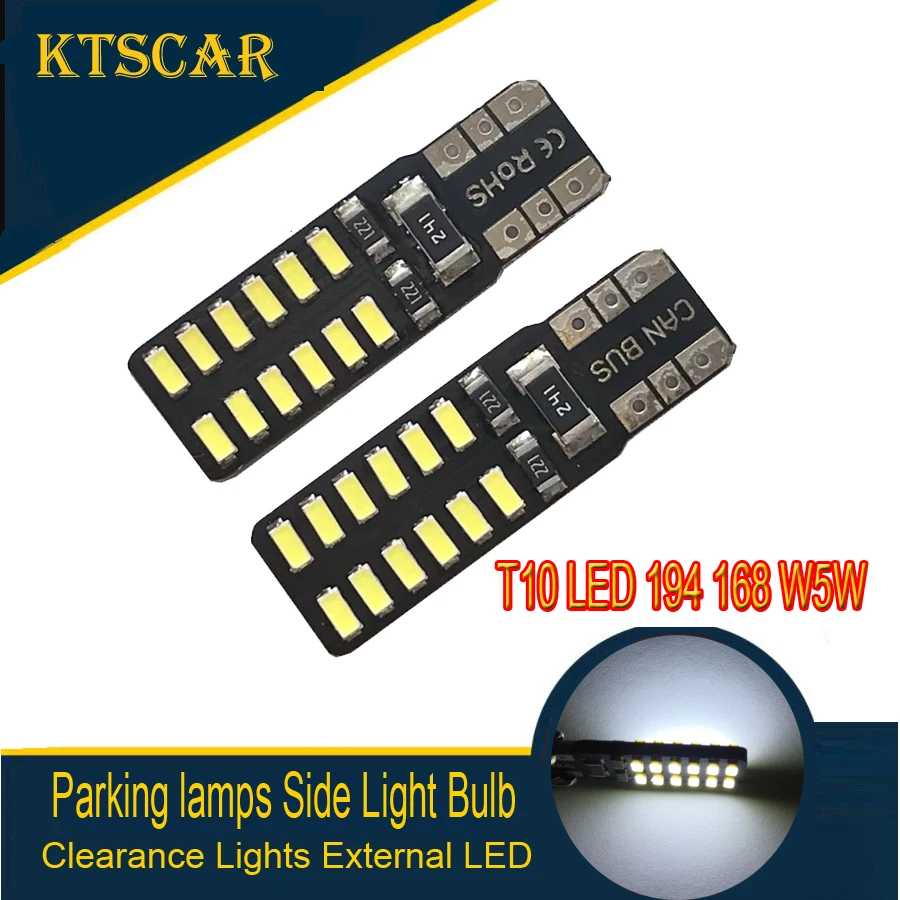 

100pcs Car T10 LED 194 168 W5W 3014 SMD 24 LED Auto Clearance Light Parking lamps Side Light Bulb DC12V