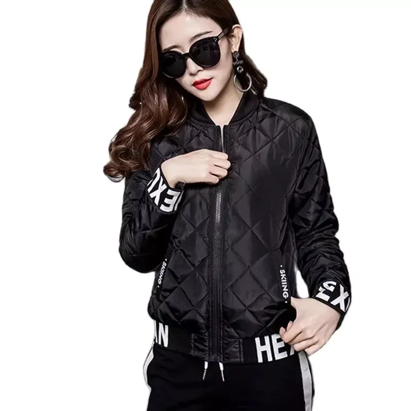 

Новое осенне-зимнее Короткое женское хлопковое пальто с принтом, облегающее тонкое светильник универсальное женское хлопковое пальто на м...